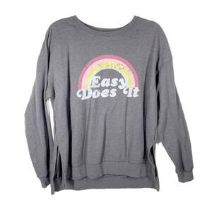 Wildfox Sweatshirt Graphic Easy Does It Rainbow Womens Gray Size Medium